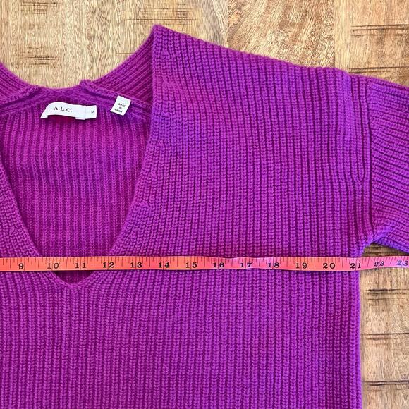 A.L.C. Melanie Sweater Orchid Medium 100% Wool Purple Chunky Knit Cropped Boxy - Picture 11 of 12